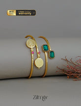 KY1011784- Gold Plated Adjustable Lakshmi coin &stone Bangle Combo 2-Zilmor